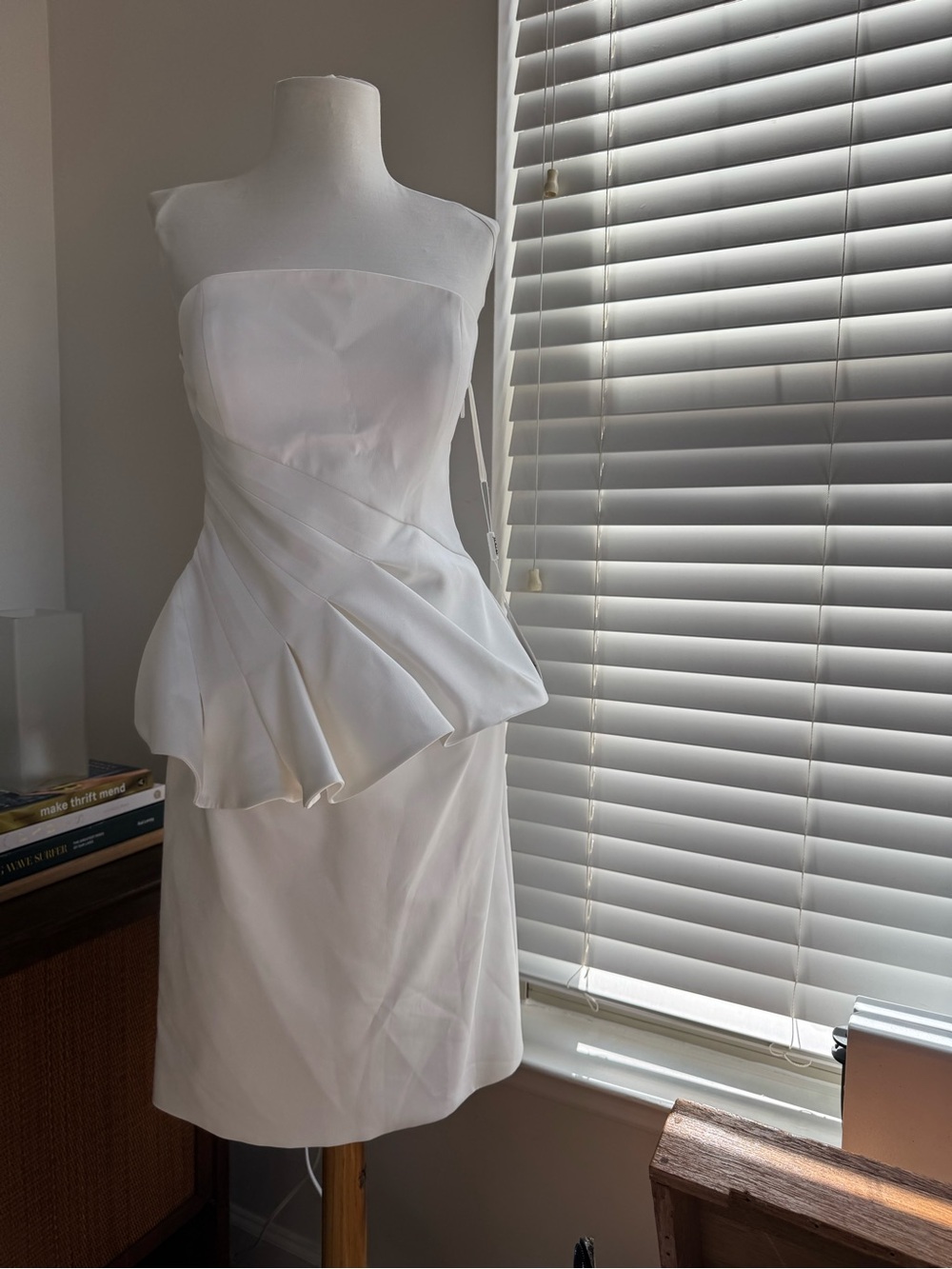 NWT John Paul Ataker Strapless White Asymmetric Wedding Occassion Dress